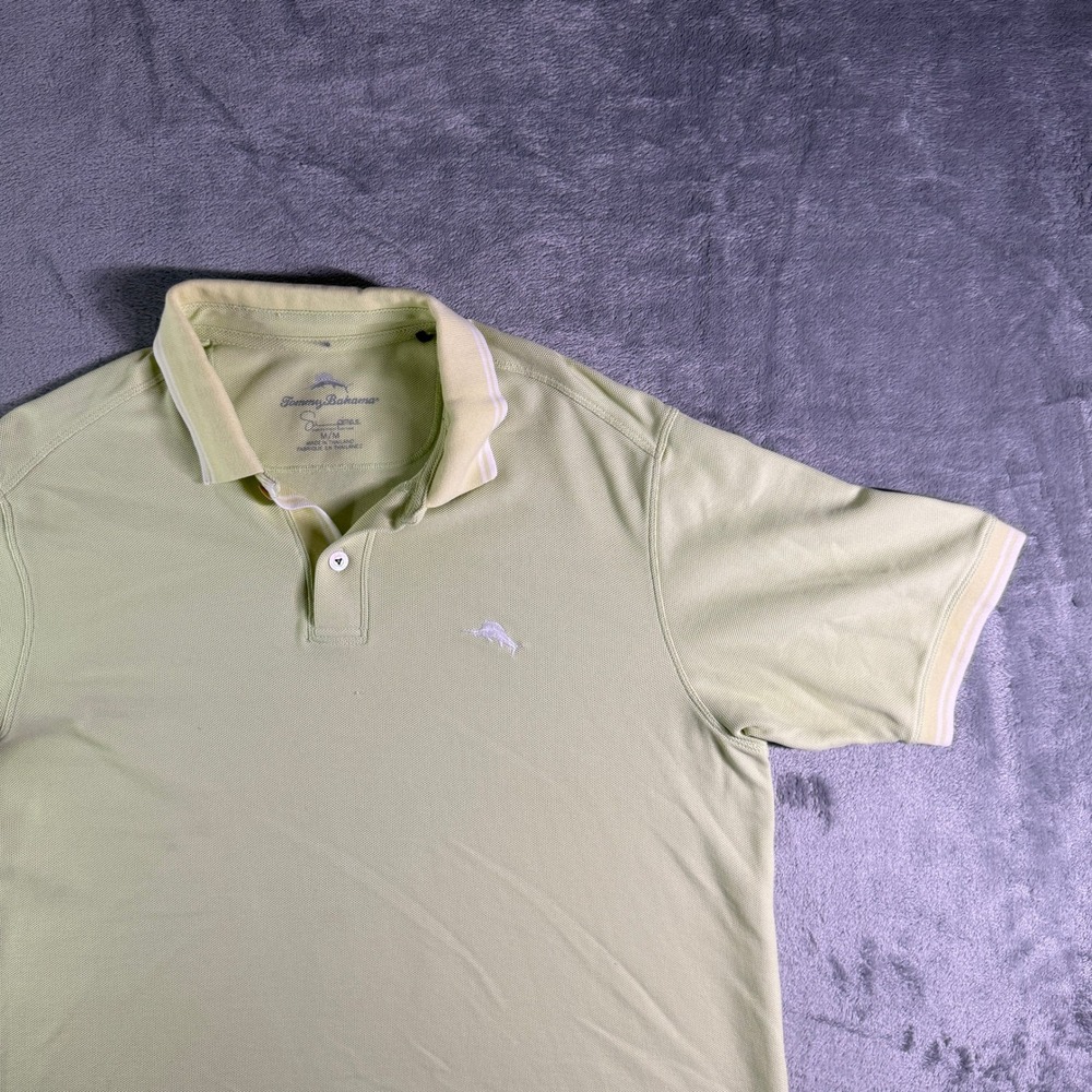 Tommy Bahama Polo Shirt Short Sleeve Golf Casual Supima Size M Lime (READ)